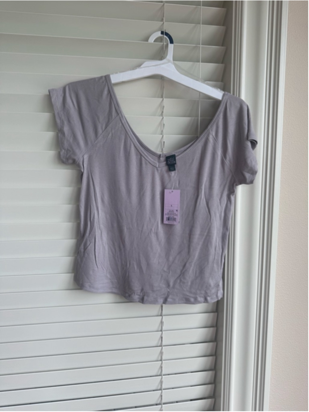 Wild Fable Women's Lavender Ribbed Short Sleeve Tee Large